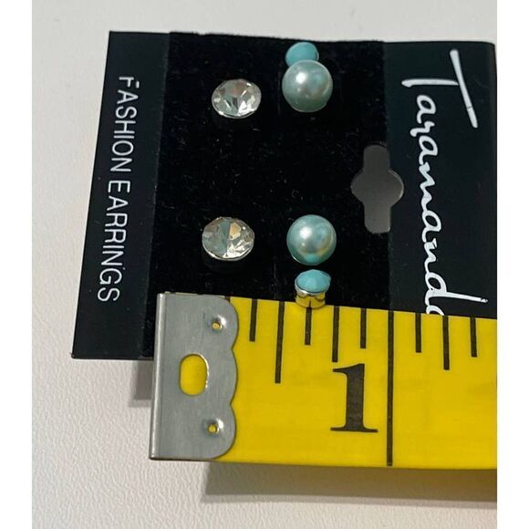 Taramanda Trio Earring Set CZ‎ Studs Tiny Stud Blue - Picture 6 of 8